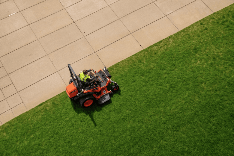 An image of a Kubota Mower shot from above