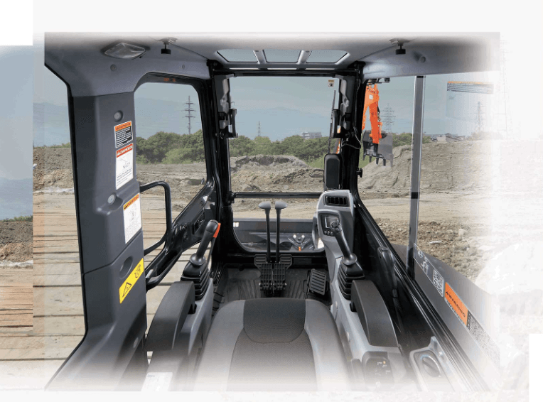 Inside of Excavator cab